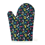 Colorful Paw And Bone Pattern Print Single Oven Mitt