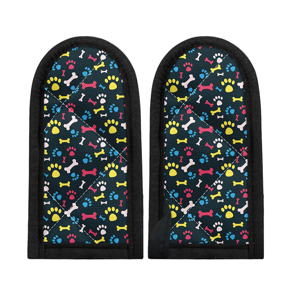 Colorful Paw And Bone Pattern Print Skillet Handle Cover