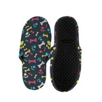 Colorful Paw And Bone Pattern Print Slippers