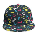 Colorful Paw And Bone Pattern Print Snapback Cap