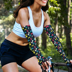 Colorful Paw And Bone Pattern Print Sun Protection Arm Sleeves