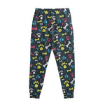 Colorful Paw And Bone Pattern Print Sweatpants