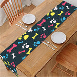 Colorful Paw And Bone Pattern Print Table Runner