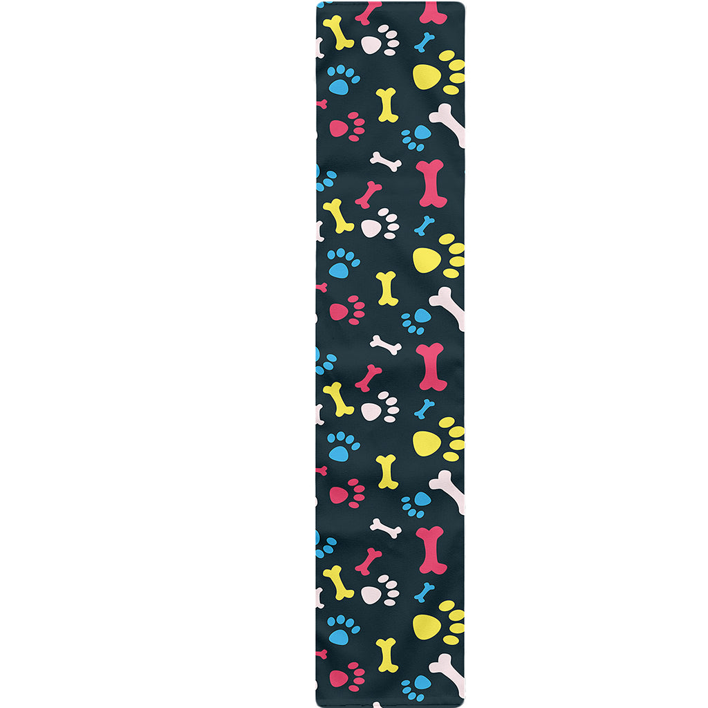Colorful Paw And Bone Pattern Print Table Runner
