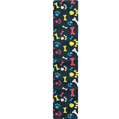 Colorful Paw And Bone Pattern Print Table Runner
