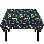 Colorful Paw And Bone Pattern Print Tablecloth