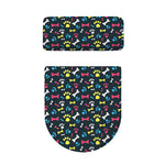 Colorful Paw And Bone Pattern Print Toilet Lid And Tank Cover Set