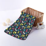 Colorful Paw And Bone Pattern Print Towel