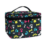 Colorful Paw And Bone Pattern Print Travel Makeup Bag