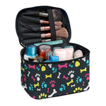 Colorful Paw And Bone Pattern Print Travel Makeup Bag