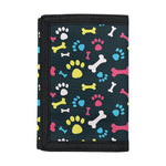 Colorful Paw And Bone Pattern Print Trifold Wallet
