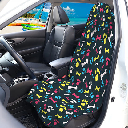 Colorful Paw And Bone Pattern Print Waterproof Car Seat Cover
