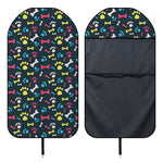 Colorful Paw And Bone Pattern Print Waterproof Car Seat Cover