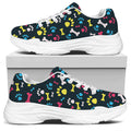 Colorful Paw And Bone Pattern Print White Chunky Shoes