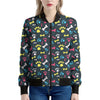 Colorful Paw And Bone Pattern Print Women's Bomber Jacket