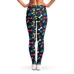 Colorful Paw And Bone Pattern Print Women's Leggings