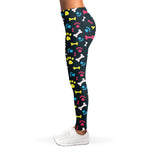 Colorful Paw And Bone Pattern Print Women's Leggings