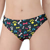 Colorful Paw And Bone Pattern Print Women's Panties