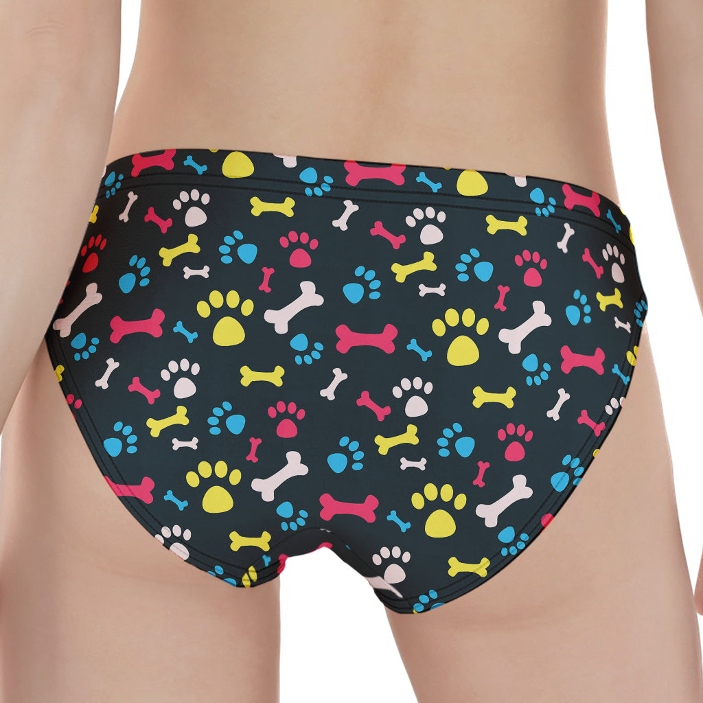 Colorful Paw And Bone Pattern Print Women's Panties