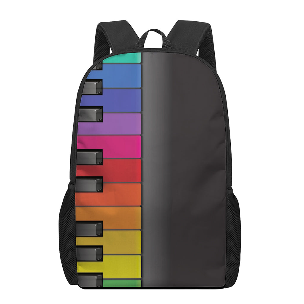 Colorful Piano Keyboard Print 17 Inch Backpack