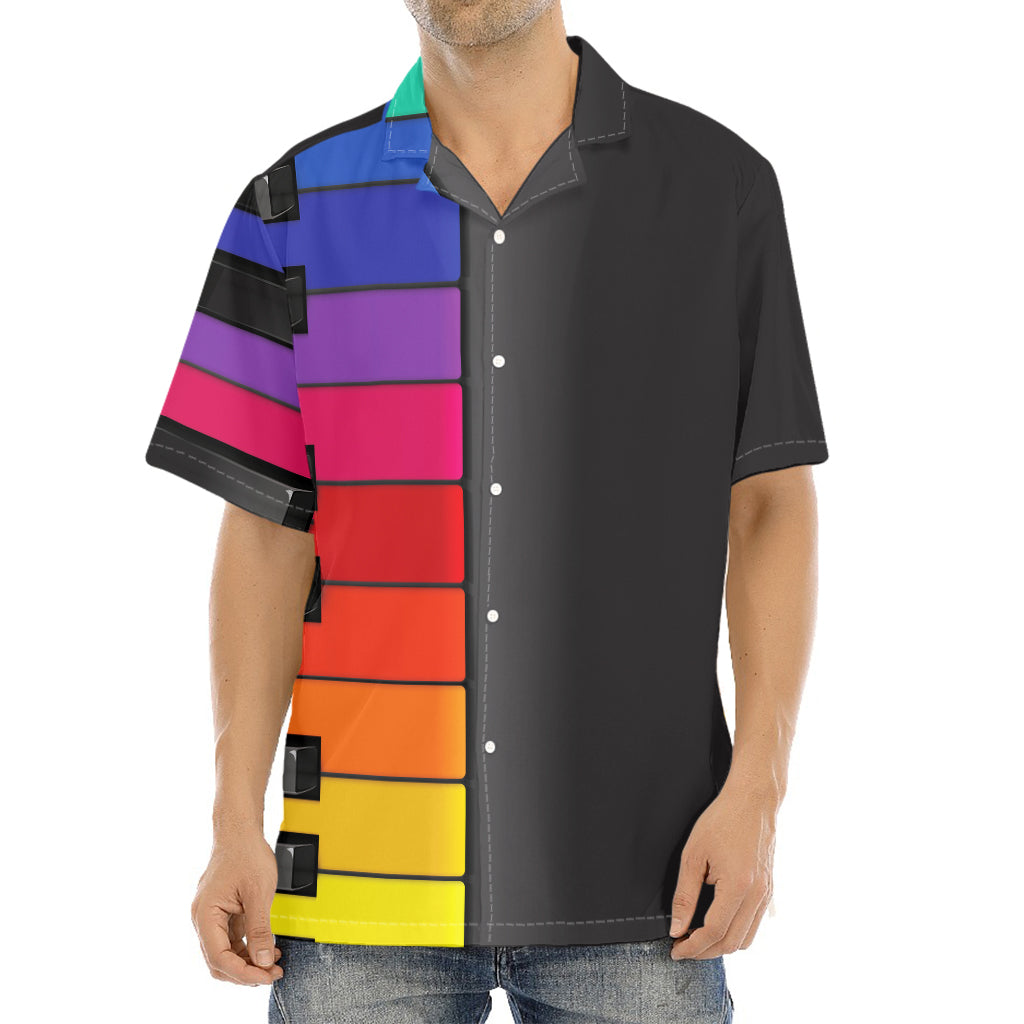 Colorful Piano Keyboard Print Aloha Shirt