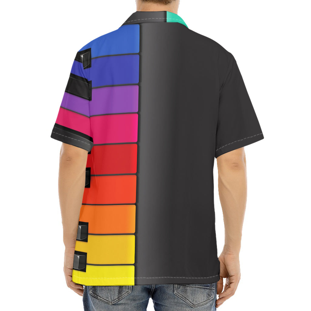 Colorful Piano Keyboard Print Aloha Shirt