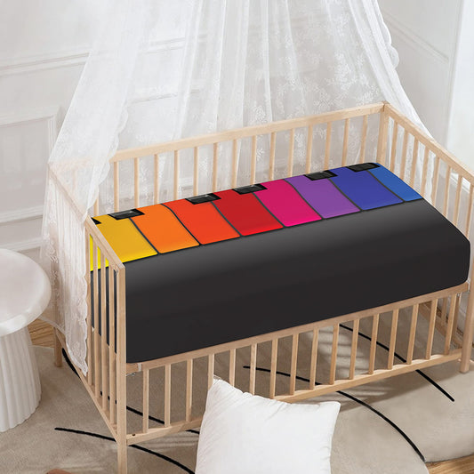Colorful Piano Keyboard Print Baby Crib Sheet