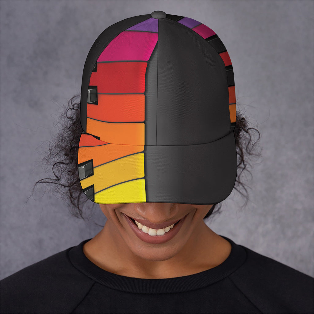 Colorful Piano Keyboard Print Baseball Cap