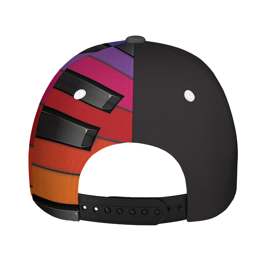 Colorful Piano Keyboard Print Baseball Cap