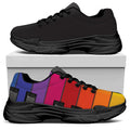 Colorful Piano Keyboard Print Black Chunky Shoes