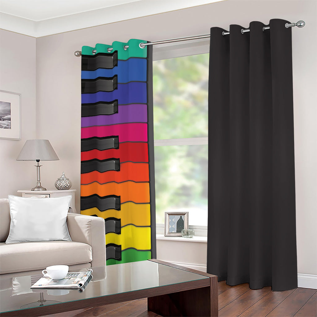 Colorful Piano Keyboard Print Blackout Grommet Curtains