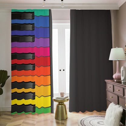 Colorful Piano Keyboard Print Blackout Pencil Pleat Curtains