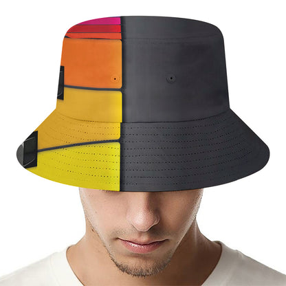 Colorful Piano Keyboard Print Bucket Hat