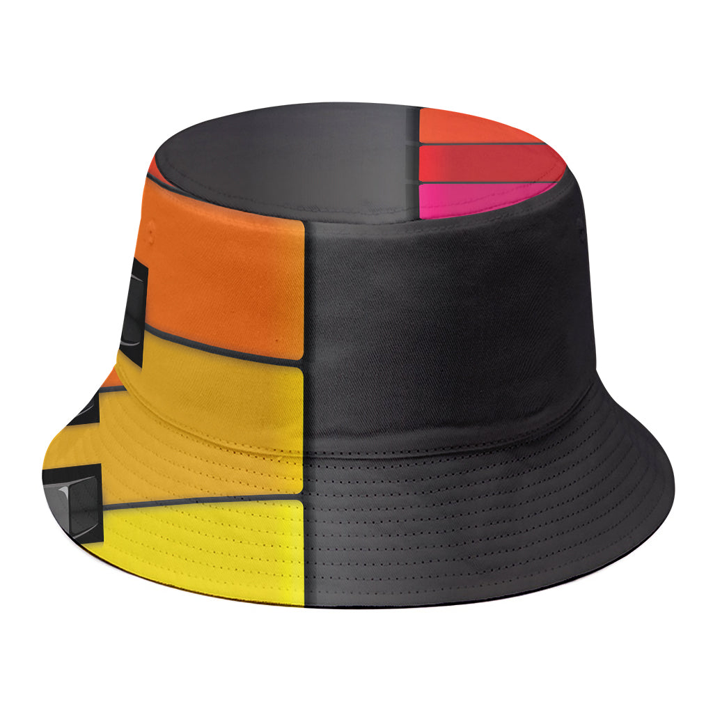 Colorful Piano Keyboard Print Bucket Hat