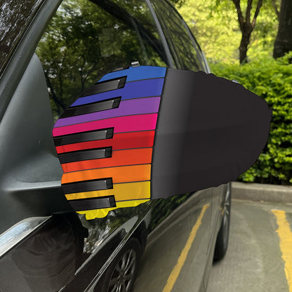 Colorful Piano Keyboard Print Car Side Mirror Covers