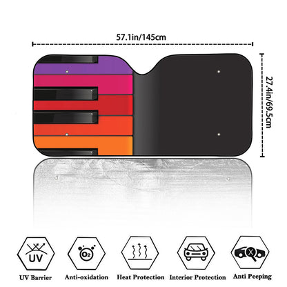 Colorful Piano Keyboard Print Car Windshield Sun Shade