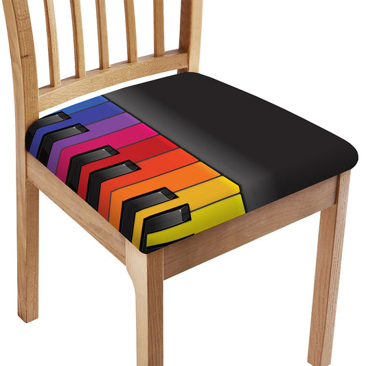 Colorful Piano Keyboard Print Chair Cushion Cover