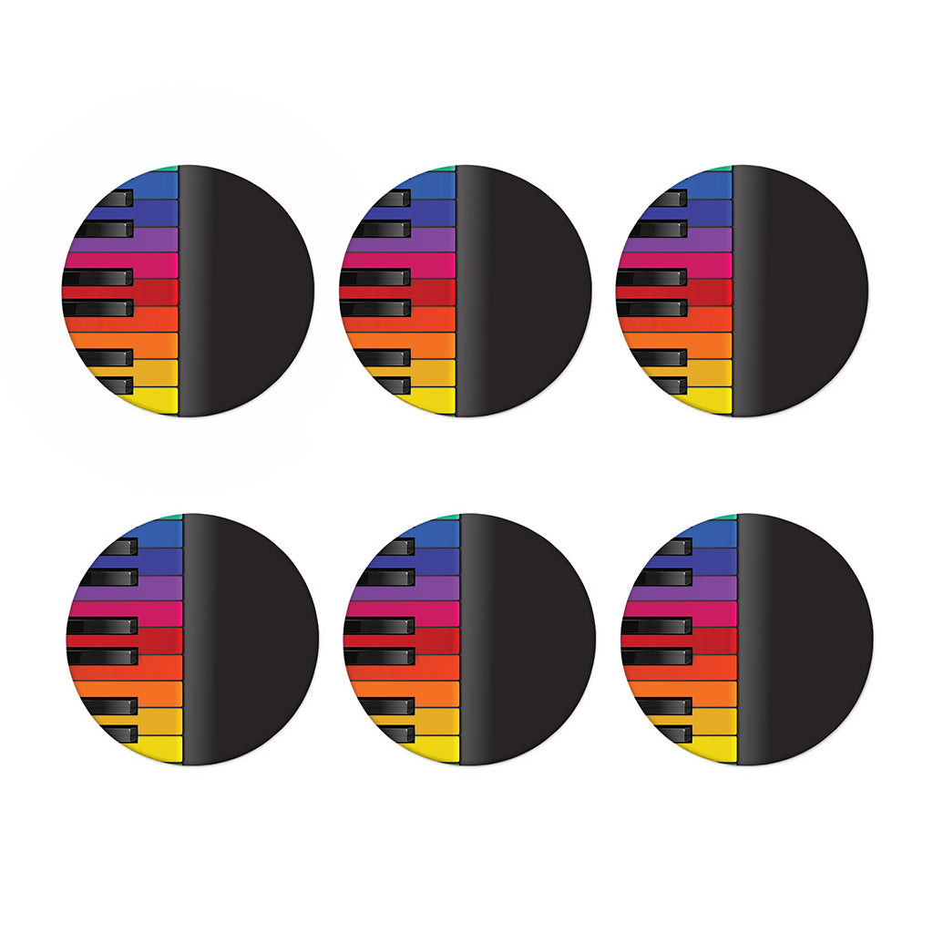Colorful Piano Keyboard Print Coaster Set