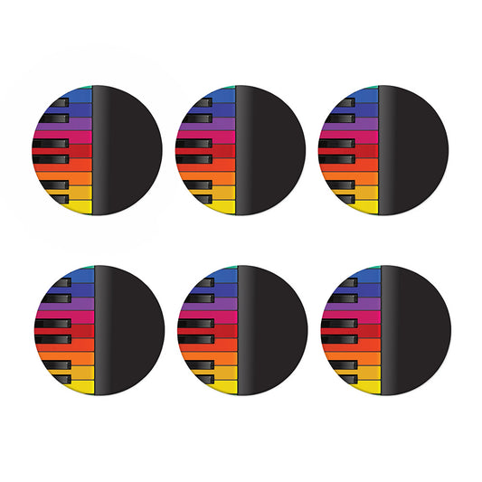 Colorful Piano Keyboard Print Coaster Set