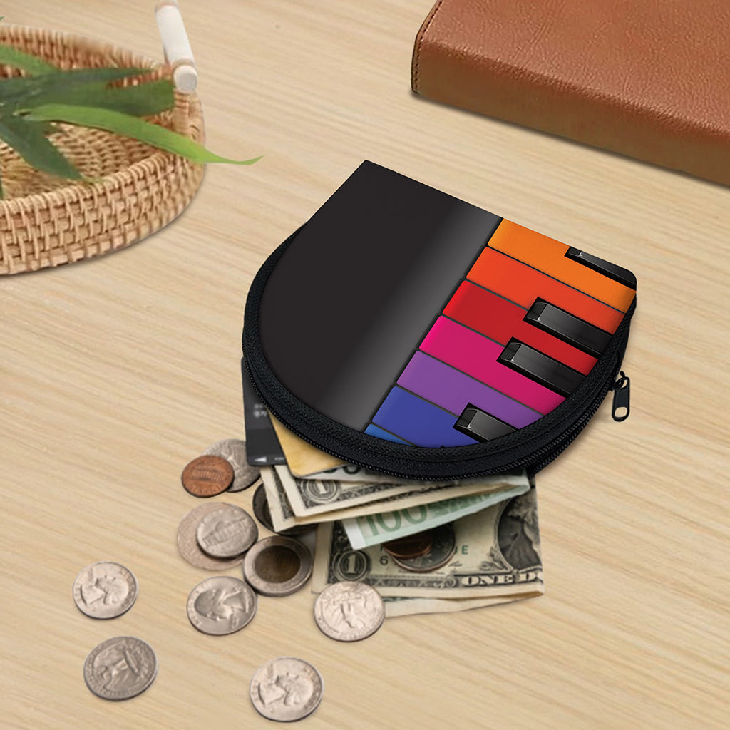 Colorful Piano Keyboard Print Coin Purse