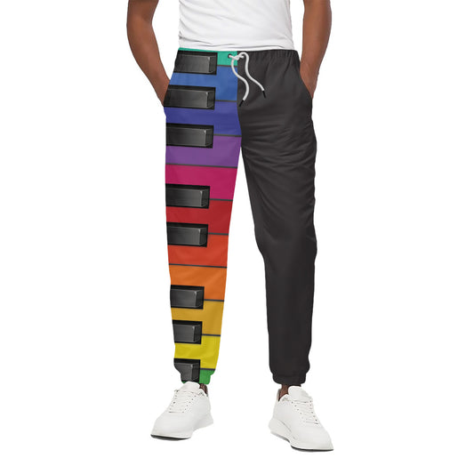 Colorful Piano Keyboard Print Cotton Pants