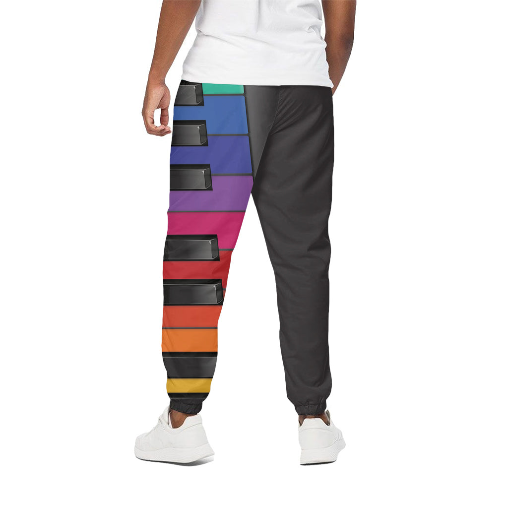 Colorful Piano Keyboard Print Cotton Pants