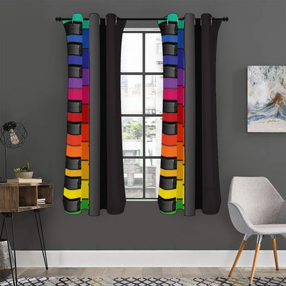 Colorful Piano Keyboard Print Curtain