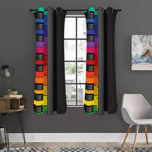 Colorful Piano Keyboard Print Curtain