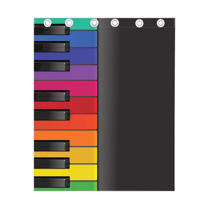 Colorful Piano Keyboard Print Curtain