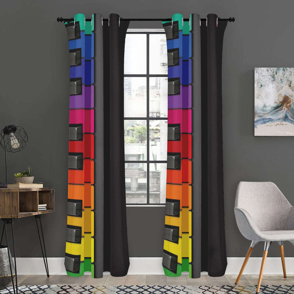 Colorful Piano Keyboard Print Curtain
