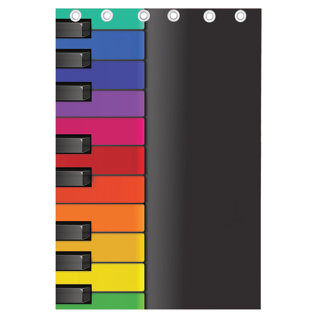 Colorful Piano Keyboard Print Curtain