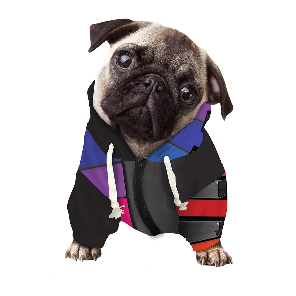 Colorful Piano Keyboard Print Dog Zip Up Hoodie