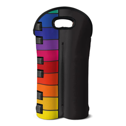 Colorful Piano Keyboard Print Double Neoprene Wine Tote