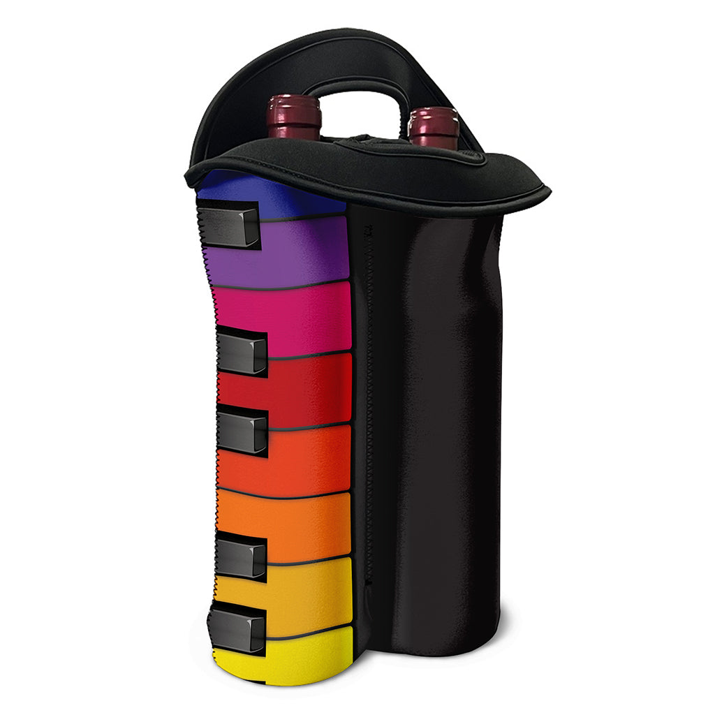 Colorful Piano Keyboard Print Double Neoprene Wine Tote